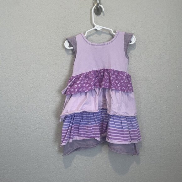 Naartjie Kids Girls 2T Purple Floral Short Sleeve Dress Tiered Ruffles Elephant - Picture 7 of 10